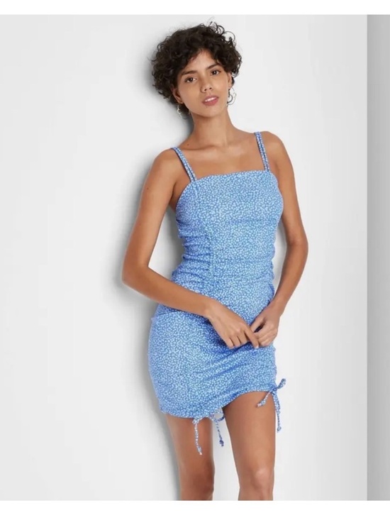 Dresses & Skirts - Blue Floral Ruched Mini Dress